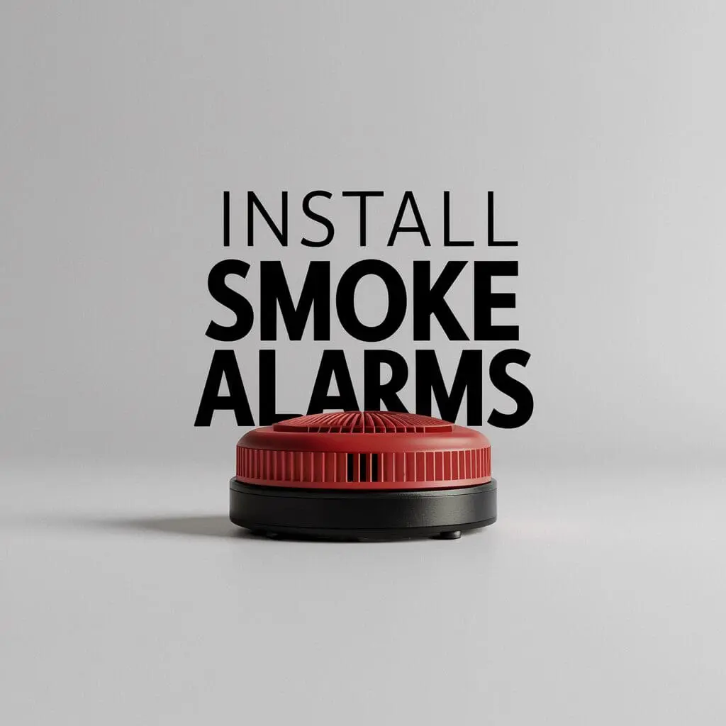 smoke alarm with words install smoke alarms over it 