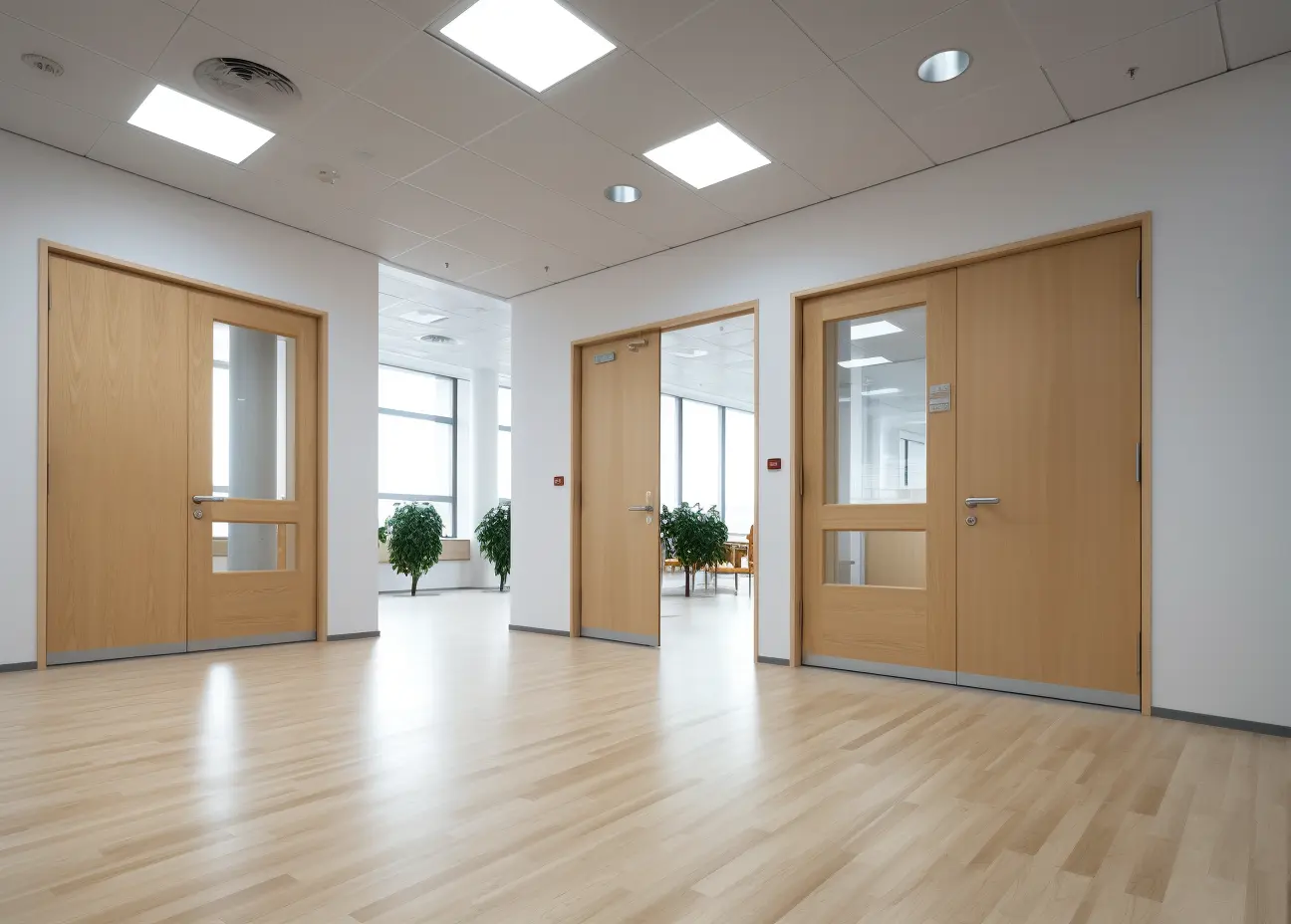 computer generated image of a set of fire resisitant doors in an office block in santry dublin