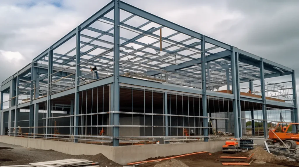 Steel strucuture and buildign equipment on a commerical site in ireland